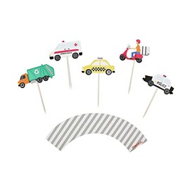 Transportation Party Cupcake Toppers & Wrappers, 12 ct | Car Themed Party Decorations