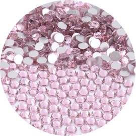 NCB 3000pcs Flatback Round Glass Nail Art Rhinestones Crystal for DIY Making Accessories Shoes, Clothes, Face Art, Bags, Manicure (Lt. Rose, SS4 3000pcs)