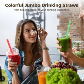 400 Pcs Jumbo Smoothie Straws, Disposable Drinking Straws, Colorful Boba Straw, 0.43" Wide Plastic Straw for Juice, Bubble Tea, Coffee, Milkshake, Individually Wrapped