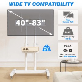tavr Tall TV Stand with Wheels for 32 to 85 Inch Flat Panel TVs Tilt Floor Trolley