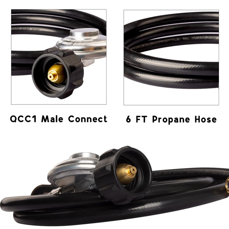 DOZYANT 6 Feet Propane Regulator and Hose with Elbow Adapter
