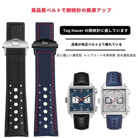 Nywing TAG Heuer Band, 0.9 inch (22 mm), Watch Band, TAG Heuer Strap, Genuine Calf Leather, Watch Band, Compatible with TAG Heuer Carrera Aquarace Monaco Serie with Buckle, 22 mm