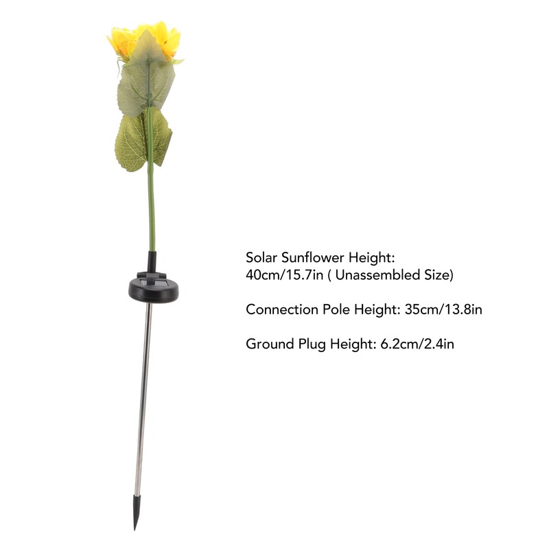 2Pcs Sunflower Solar Lights IP65 Waterproof Low Power Consumption LED