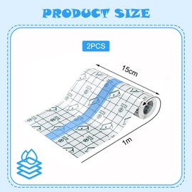 LYNSAN 2 Rolls Tattoo Film, 15 cm x 2 m Tattoo Plaster, Waterproof, Shower Plaster, Waterproof, Second Skin, Tattoo Film Healing for Sports, Showers, Post-Operative Care (2 Rolls 15 cm x 1 m)