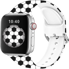 Leotop Silikon Sport Armbänder kompatibel mit iWatch Ultra Serie SE 10 9 8 7 6 5 4 3 2 1. (Fußball, 38mm/40mm/41mm/42mm(Series 10))