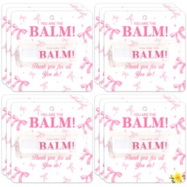 5 Pack Pink Bow Lip Balm Gifts Bulk, Moisturizing and Nourishing Lip Balm Gifts, Appreciation Baby Shower Bachelorette Girls Party Favor for Girls Women Coworker Birthday Party Supplies Decorations