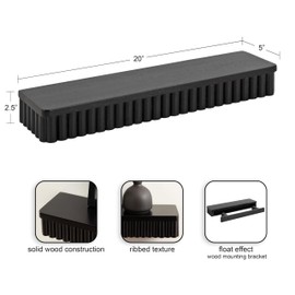 Kate and Laurel Reid Modern Ribbed Wood Floating Shelves, Set of 2, 20 Inches, Black, Decorative Floating Shelf Set for Use as Cute Nursery Book Shelves or Living Room Gallery Wall Decor
