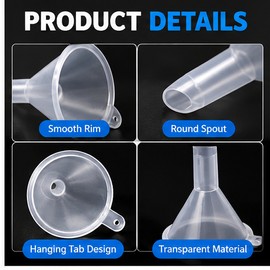 20-Piece Mini Clear Plastic Funnel Set for Small Bottle Filling