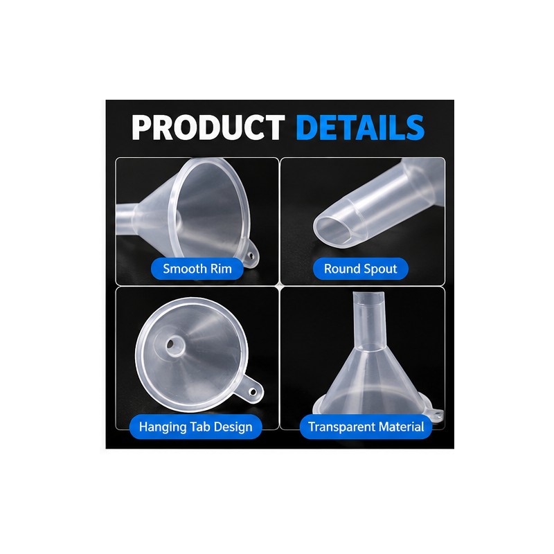 20-Piece Mini Clear Plastic Funnel Set for Small Bottle Filling