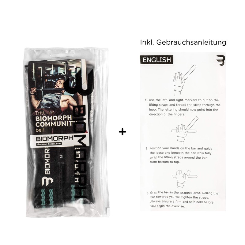 BIOMORPH Professional Lifting Straps 60 cm for Strength Training, Fitness,