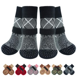 BEAUTYZOO 6PCS Dog Socks to Prevent Licking Paws for Cold Pavement, Winter Dog Shoes with Grippers for Hardwood Floors Anti Slip, Puppy Boots & Paw Protectors for Small Medium Large Senior Dogs, SM