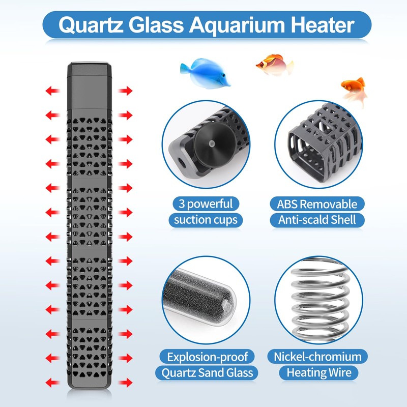 HiTauing Aquarium Heater, Upgraded 300W/500W Fish Tank Heater with Intelligent