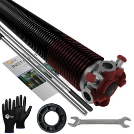 2" Garage Door Torsion Spring Set Heavy Duty 5-Year Warranty with 1" Nylon Bushing, Non-Slip Winding Bars, Gloves & Wrench Precision E-Coating for Replacement Min 30,000 Cycles 234x2x30 (Red)