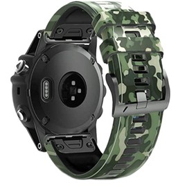 26mm Quick Easy Fit Camouflage Silicone Watch Band Compatible for Garmin Fenix 7x/Fenix 6x Pro/Fenix 6x/Fenix 5x Plus/Fenix 3/Fenix 3 HR, Sport Waterproof Replacement Wrist Strap for Enduro/Descent