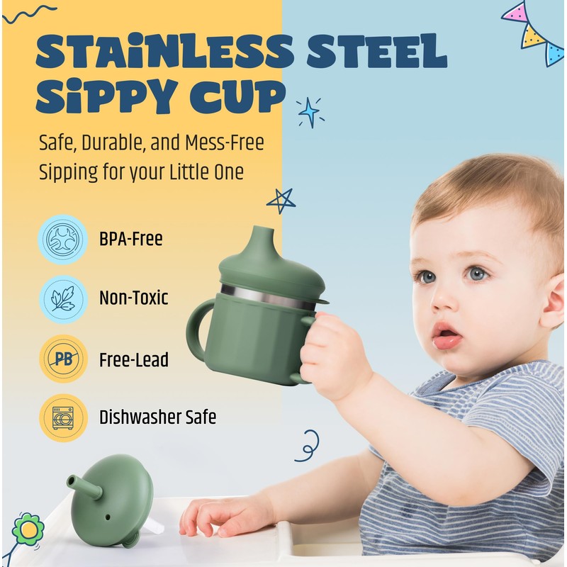 Jumble Dream Stainless Steel Sippyy Cup, Silicon Training Stainless Steel