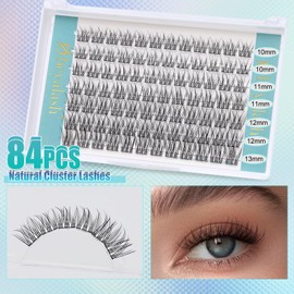 Natural Cluster Lashes Clusters C Curl Cluster Lashes Natural Wispy Lash Clusters 10~13mm Individual Eyelashes Natural 84pcs Eyelash Clusters Lash Individual Clusters DIY at Home by Obeyalash