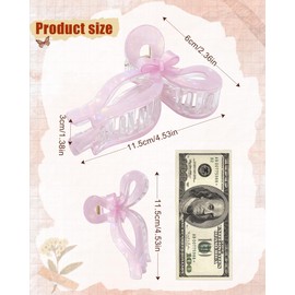 3pcs Bow Hair Clips for Women, Cute Hair Claw Clip for Thick Hair