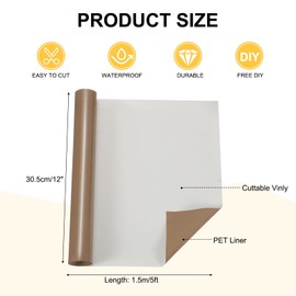 uxcell Brown Permanent Vinyl, 12 Inch x 5ft Adhesive Vinyl Roll for Decal Cutting, Signs, Scrapbooking, DIY Craft, Home Decorations