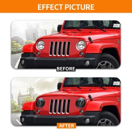 RT-TCZ for Wrangler JK Angry Eyes Headlight Cover Trim Bezels for Jeep Wrangler JK JKU Unlimited 2007-2017 Angry Matt Black Exterior Accessories 2pcs