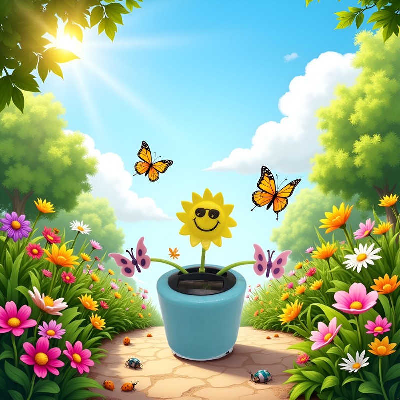 Cute Solar Dancing Flowers Swinging Sunflower Insect Flip Flap Flowers