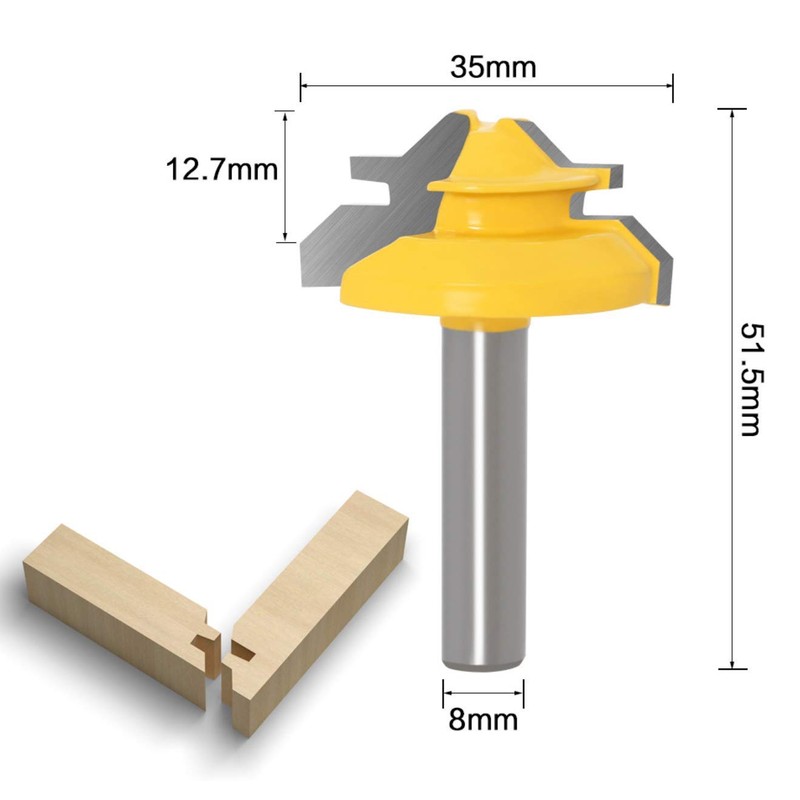 APlus 3-Piece 8 mm Gluing Cutter Miter Gluing Cutter Router