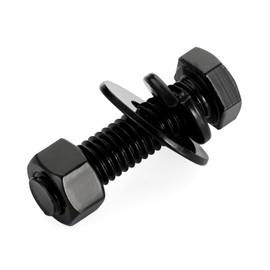 1/4-20 x 1-1/2" Hex Head Screws Bolts, Nuts, Flat & Lock Washers, Fully Threaded, Stainless Steel 18-8, Black Finish, 8 Sets