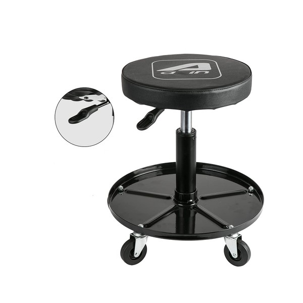 Aain LT2A Heavy-Duty Adjustable Mechanic's Roller Seat Adjustable Rolling Stool with Wheels & Tool Tray Black