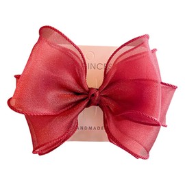 FEIFEI'S BOW Girls 5 Inches Princess Handmade Chiffon Heart Bow Hair Clip Alligator Clips Girls baby kids Infants Toddlers Ribbon Hair Accessories Barrettes (Pale Pink)