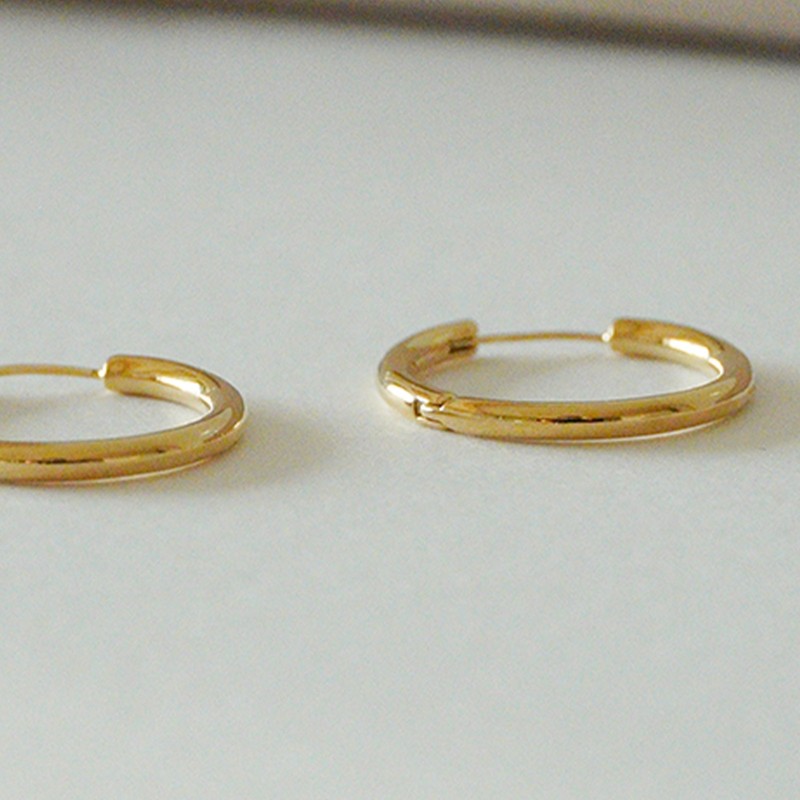 Gold & Deer 14K Gold Field Simple Basic Ring Earrings