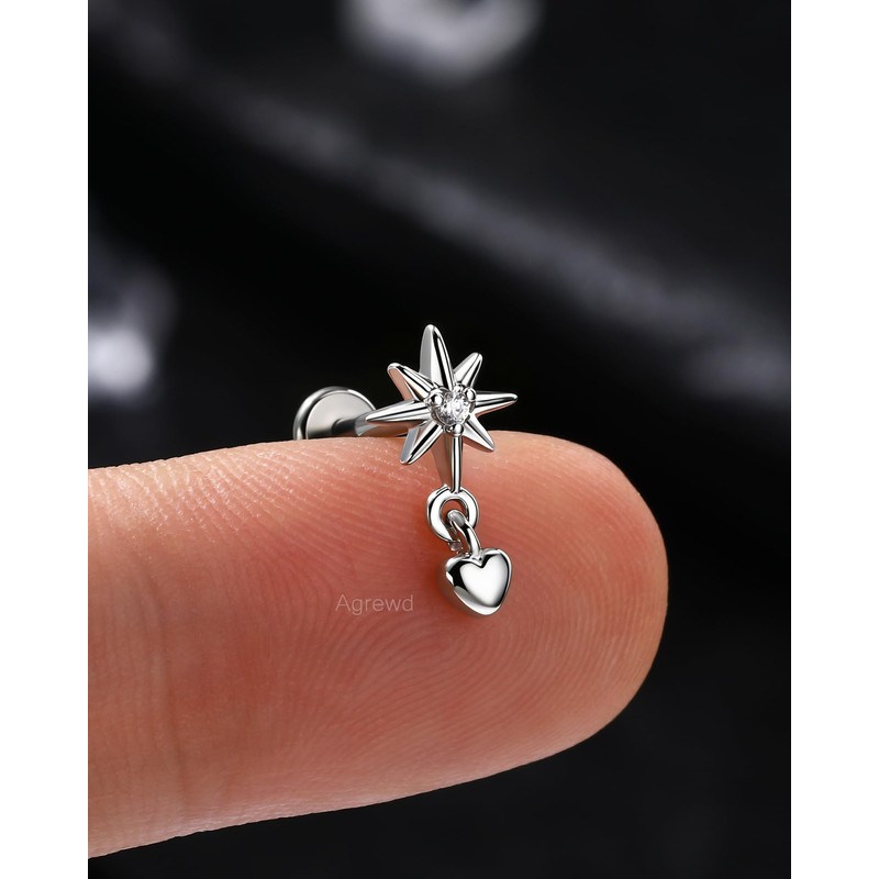 Agrewd Flat Back Cartilage Earring -G23 Solid Titanium Helix Earring