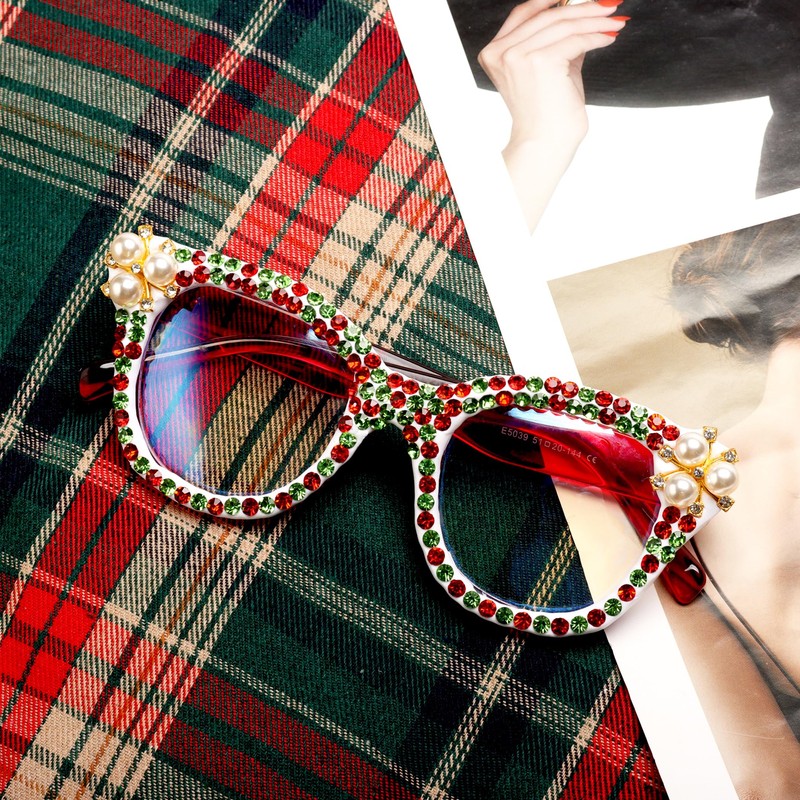 ICARA Oversized Christmas Bling Rhinestone Reading Glasses for Women Christmas