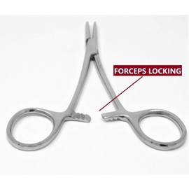 Mosquito Hemostat Forceps with 3 Position Lockings and 5" Straight Teeth (Chrome) (1)