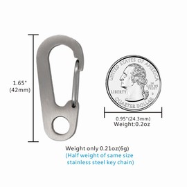 TI-EDC Titanium High Strength 41mm Quick Release Keychain Carabiner Snap Hook (2pcs)