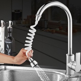 Nikou Tap Extension, Kitchen Tap Extension Extender Long Hose Portable Retractable Bubbly Shower Tap Attachment for Kitchen Sink (White)