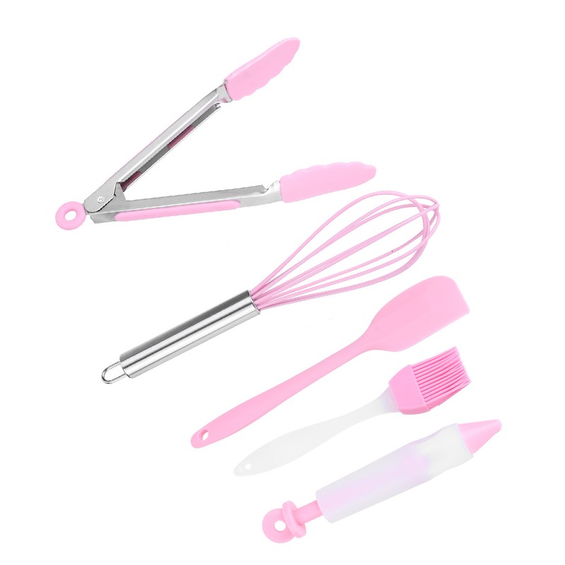 5Pcs/Set Silicone Kitchen Cooking Tool Scraper Eggs Beater Decorating Pen