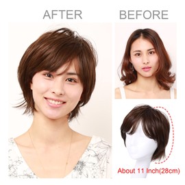 igennki Heat Resistant Synthetic Hair Wig Short Fashion Fluffy Wig for Asian Young Women S20 IUS20H (Human hair mixed+Machine made, C9 Natural Brown)