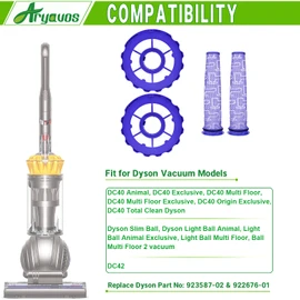 Aryavos Filter Replacements for Dyson DC40, 2 Post-Motor & Pre-Motor Filters for DC42, Total Clean, UP16 Animal, UP19 Ball Multi Floor 2 Vacuum, Compare Part 923587-02 & 922676-01