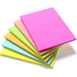 Lkpezy 6 X 8 in Creative Extra Large Sticky Giant Pads,6 Brilliant Colors Assorted,203 mm x 152 mm,50 Sheets/Pad, 6 Pads for Drafts,Presentations,Workshops,Self-Adhesive Organization Tools