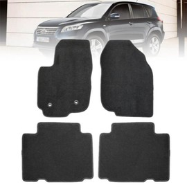 GXARTS 4 PCS Front and Rear Velour Replacement Floor Mats Carpet Black Compatible with Toyota RAV4 2006 2007 2008 2009 2010 2011 2012