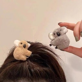 2Pcs Plush Koala Hair Clips, Small Koala Bear Hair Claw Bangs Clip, Cute Stuffed Animal Hair Clips, Irregular Hair Clamps Hairpin Hair Accessories for Women and Girls Beauty