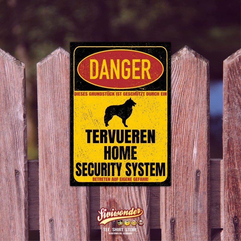 Tervueren Sign Danger Security System Door Sign Dog Warning Sign