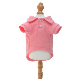 lovelonglong Basic Dog Polo Shirts Premium Cotton, Polo T-Shirts for Large Medium Small Dogs with a Two-Button Collar Blank Color Pink S