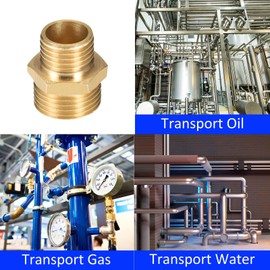 M METERXITY 4 Pack Male Thread Pipe Fitting - Hex G1/4 x G3/8 Male Thread Pipe Fitting, Fast Coupler Adapter, Apply to Air Compressor, (7.5 Mm, Gold Tone)