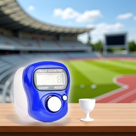 Blue 5 Digit LED Digital Row Counter, Display Counter Clicker,Handheld Number Click Counter,Electronic Finger Counter Hand Tally Counter with Ring for Golf,Track and Field Lap Accessories, Sports