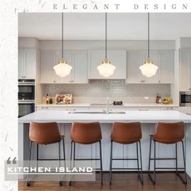 Bagood 2 Pack 8" Gold Schoolhouse Light Fixture Milk Glass Pendant Light Schoolhouse Pendant Light Milk Glass Light Fixture Mid Century Modern Ceiling Light for Bedroom Bathroom Kitchen (Bulb Incl.)