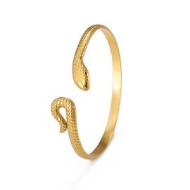 VASSAGO Snake Bracelet Open Bangle Snake Bracelet Wrap Bracelet Bypass Bracelet Adjustable Animal Cuff Snake Hand Jewelry for Women and Girls, Stainless Steel, No Gemstone