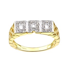Old English Jewellers 9ct Yellow Gold on Silver DAD Ring size R S T U V W X Y Z Z+1 - Stone Set - (T)