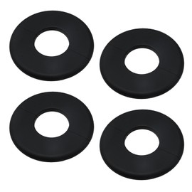 LC LICTOP Wall Split Flange Escutcheon Plate for 1.7 Inch Pipe, ABS Round Faucet Cover, 4.13 Inch Self-Adhesive Pipe Cover, Water Pipe Wall Hole Decoration for Laundry Bathroom Kitchen, 4Pcs Black