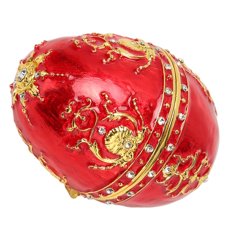 Egg Style Jewelry Trinket Box Zinc Alloy Hand Painted Enameled