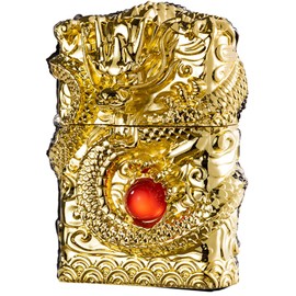 Cool Lighters, Windproof Carving Dragon Antique Lighter, Reusable Kerosene Grinding Wheel Lighter for Collection, Decorative, Gift, Present (Without Fuel) (Gold)